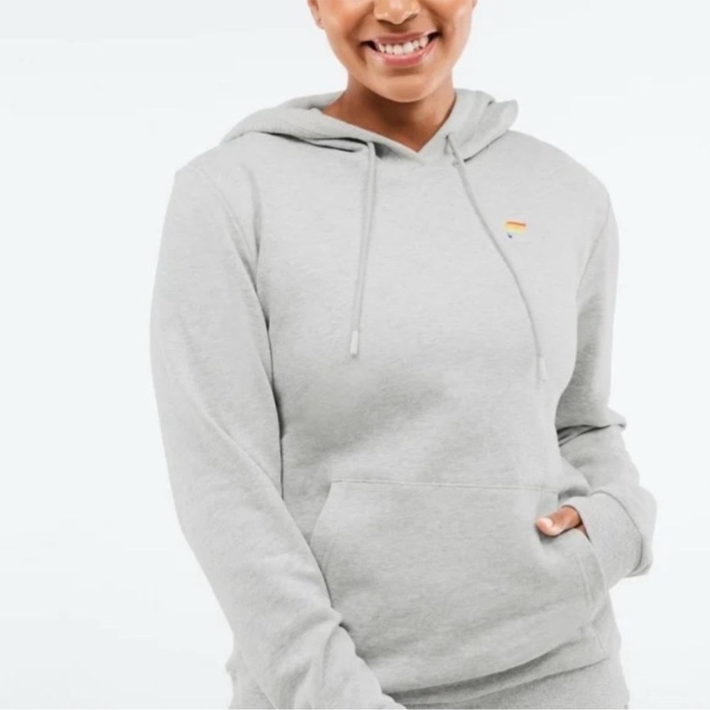 Fabletics Pride Hoodie Rainbow M Gray Pullover Long Sleeve Sweatshirt
